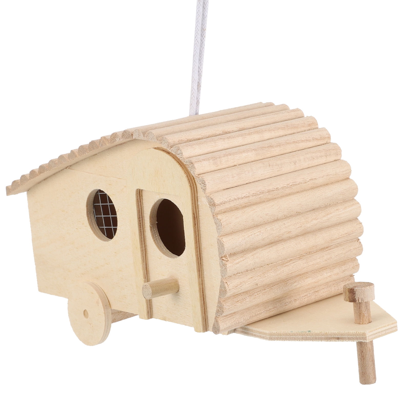 SWETRACE 1Pack Wooden Bird Feeder House Natural Wood Design for Garden Outdoor Birds - Image 3