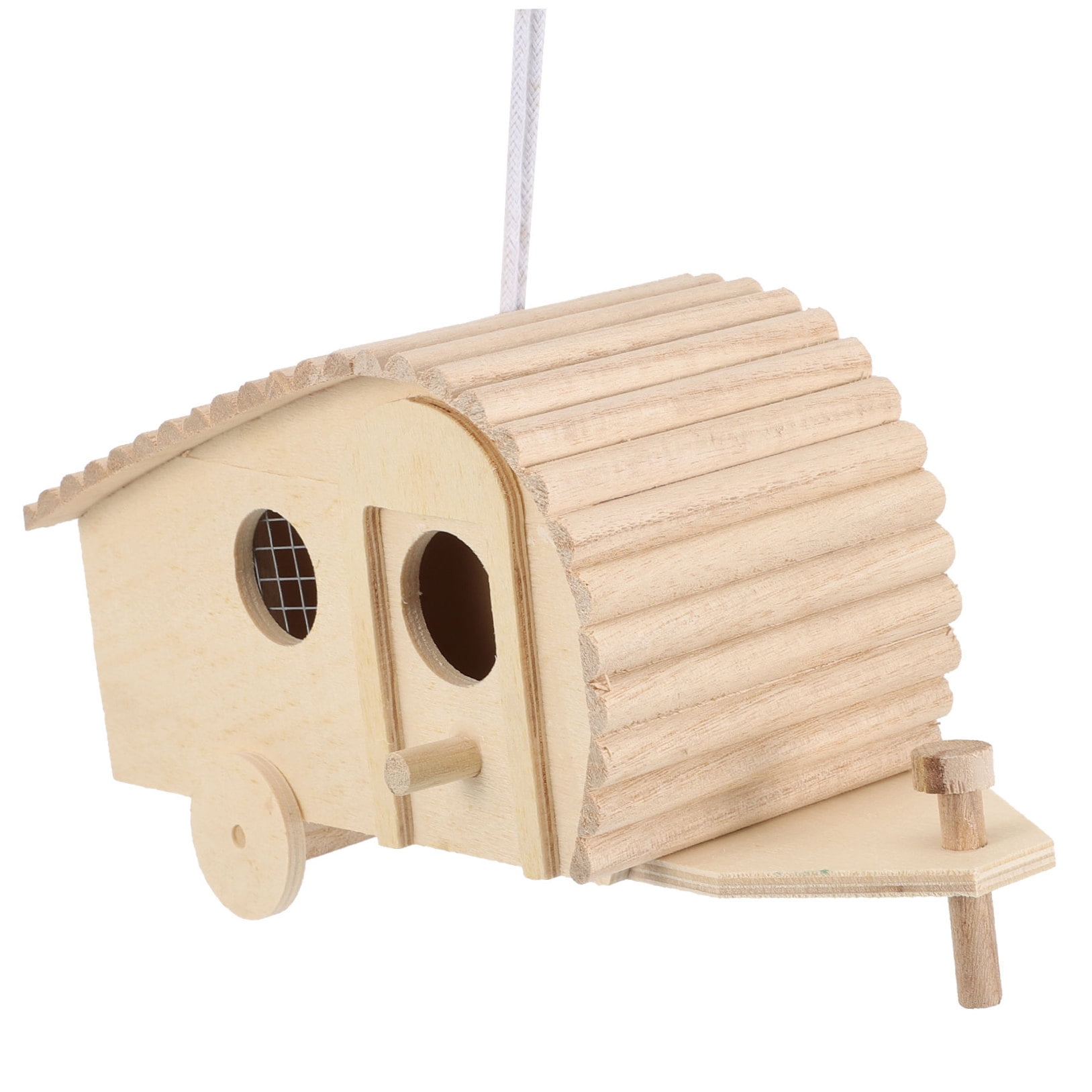 SWETRACE 1Pack Wooden Bird Feeder House Natural Wood Design for Garden Outdoor Birds - Image 4
