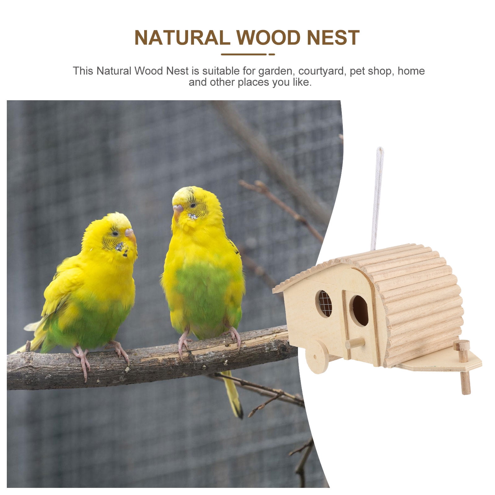 SWETRACE 1Pack Wooden Bird Feeder House Natural Wood Design for Garden Outdoor Birds - Image 5