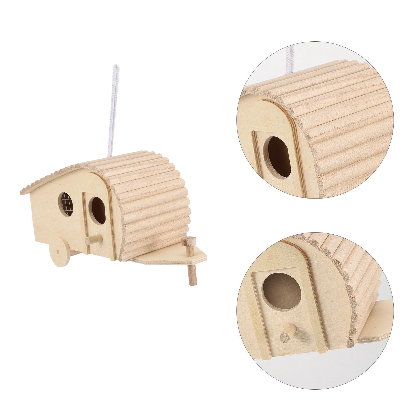 SWETRACE 1Pack Wooden Bird Feeder House Natural Wood Design for Garden Outdoor Birds - Image 6