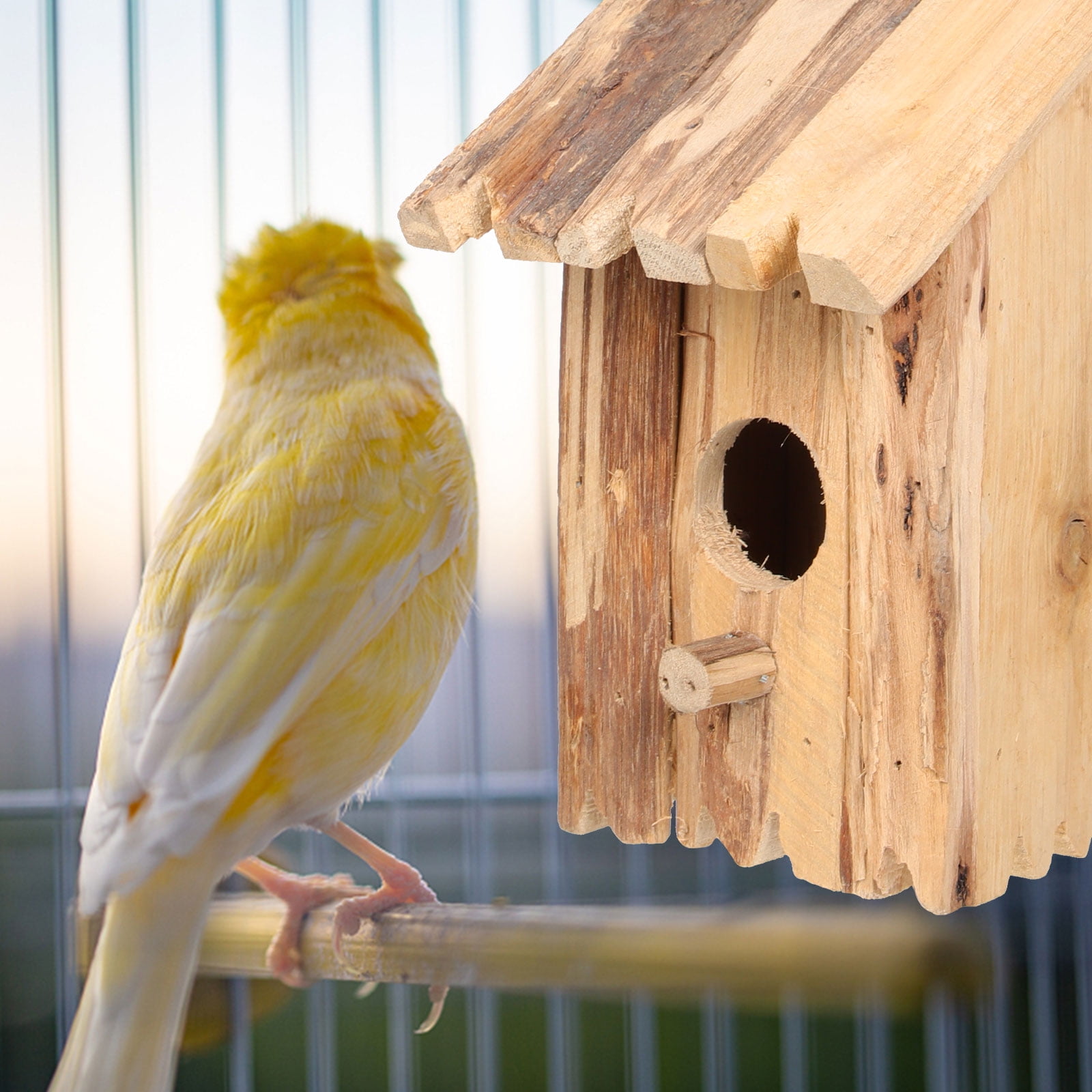 SWETRACE 1Pack Wooden Bird Feeder House Natural Wood Design for Garden Outdoor Birds - Image 7