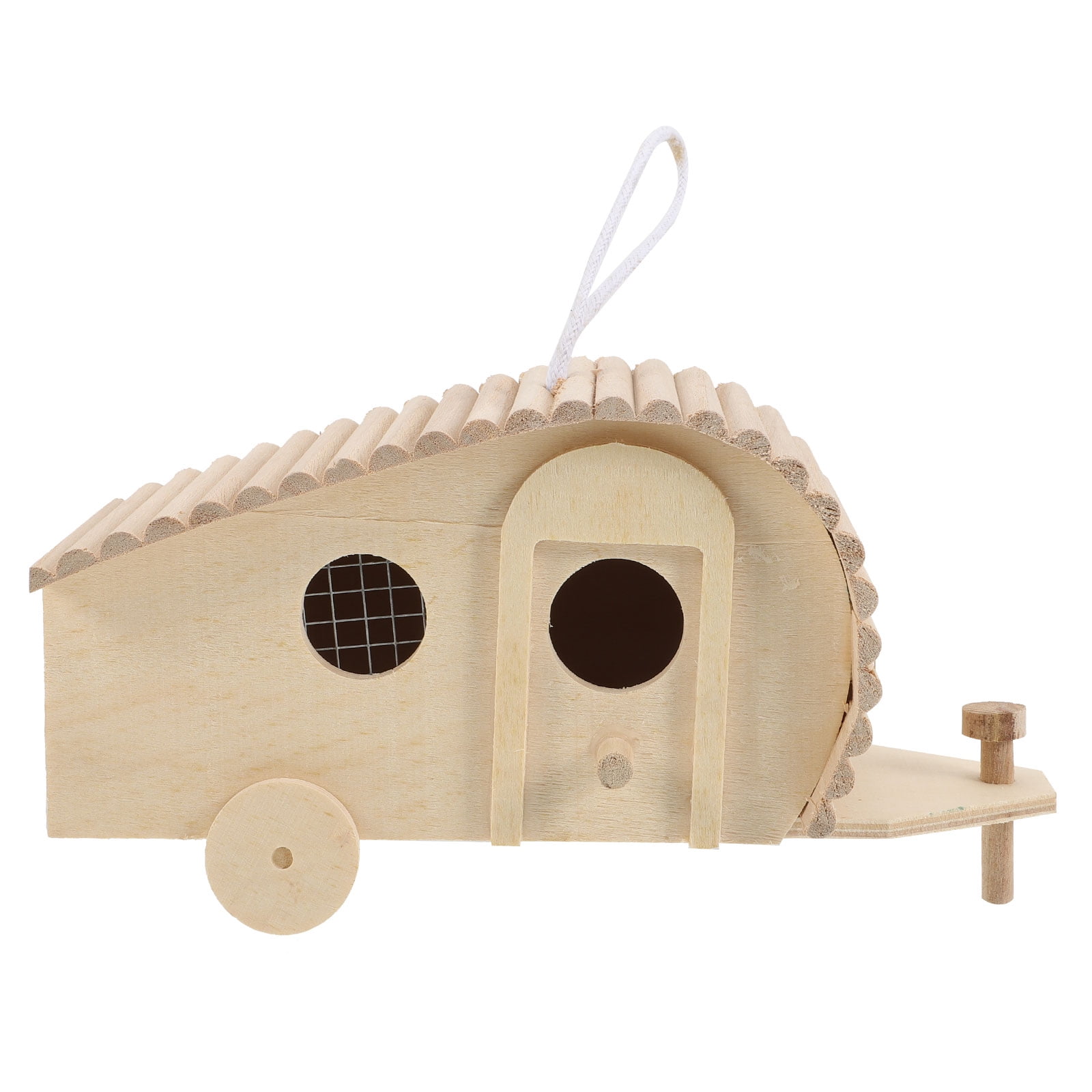 SWETRACE 1Pack Wooden Bird Feeder House Natural Wood Design for Garden Outdoor Birds - Image 8