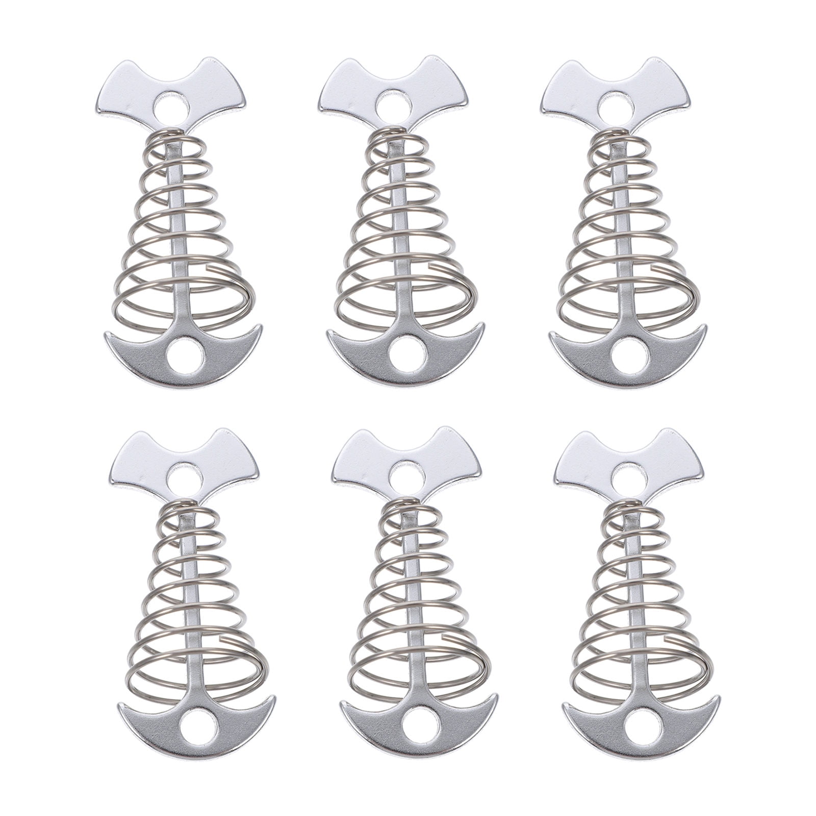 SWETRACE 6Pcs Stainless Steel Fishbone Tent Pegs for Outdoor Camping with Tent Rope Buckle 3.1x1.6x1.2in - Image 1