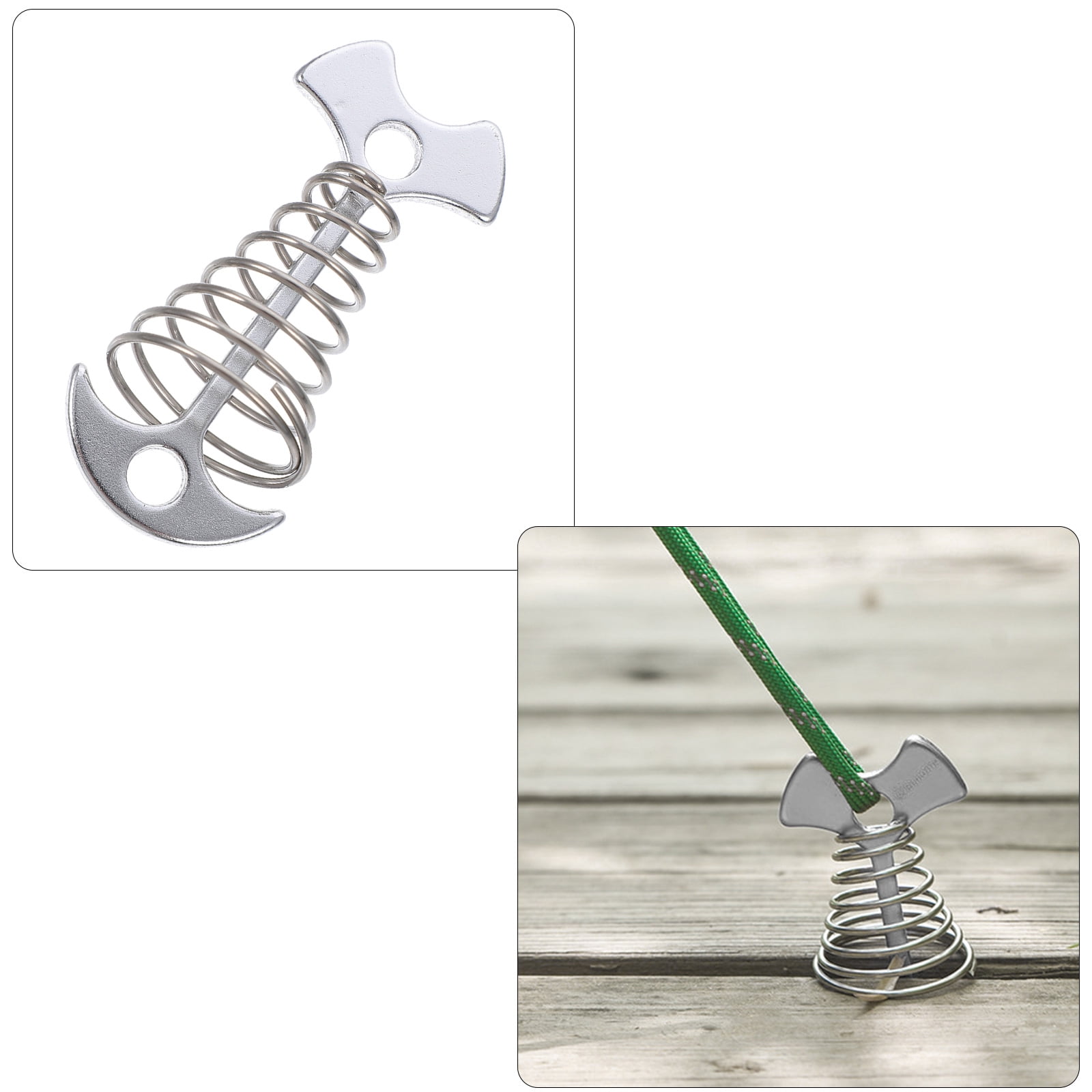 SWETRACE 6Pcs Stainless Steel Fishbone Tent Pegs for Outdoor Camping with Tent Rope Buckle 3.1x1.6x1.2in - Image 2
