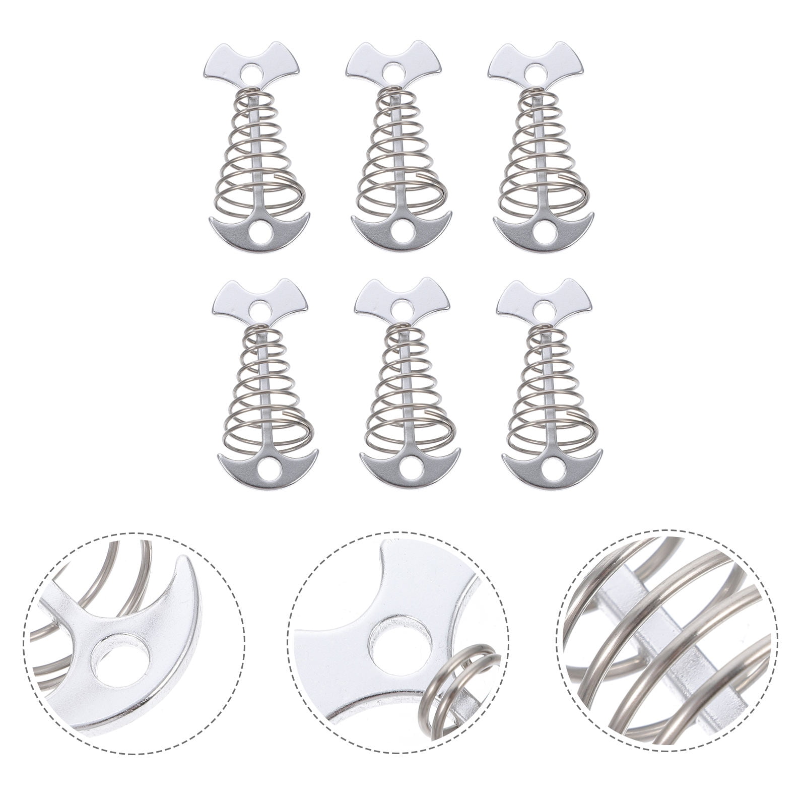 SWETRACE 6Pcs Stainless Steel Fishbone Tent Pegs for Outdoor Camping with Tent Rope Buckle 3.1x1.6x1.2in - Image 3