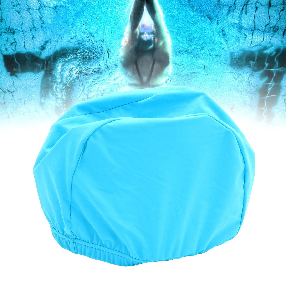 SWETRACE 2Pcs Swim Cap for Long Hair Polyester Round Waterproof UV Protection for Adults 11.8x4.7x0.2in - Image 7