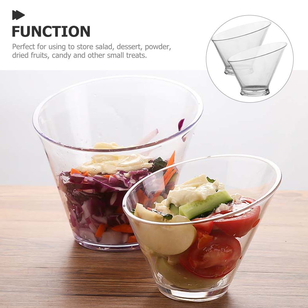 SWETRACE 2Pcs Plastic Dessert Bowls for Food Serving Clear and Portable - Image 2