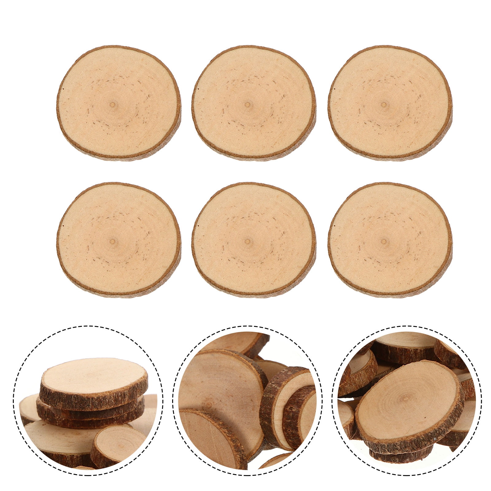 SWETRACE 1 Set Diy Wood Slices for Wedding Decorations Light Brown Round Bark Shapes Smooth Surface - Image 1