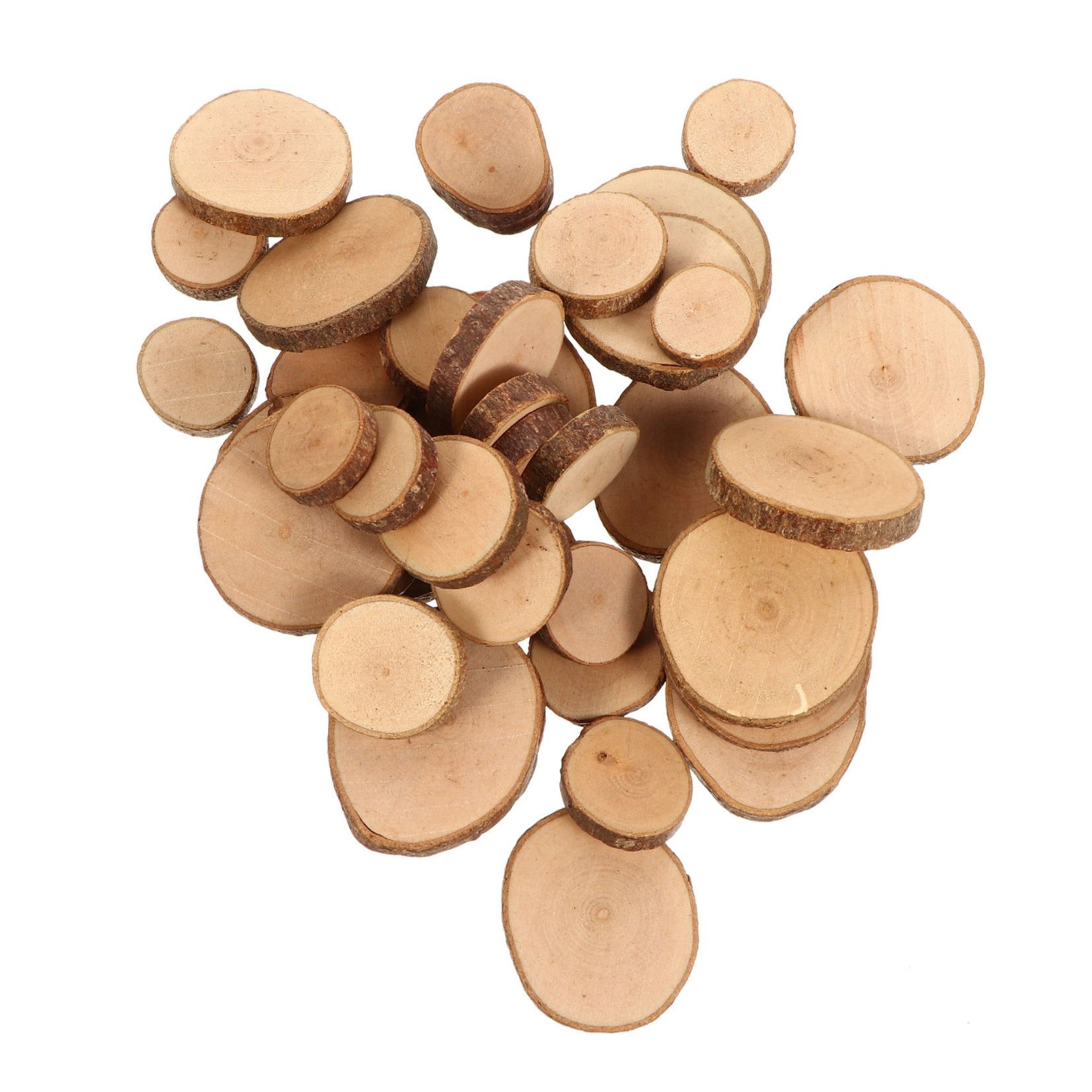 SWETRACE 1 Set Diy Wood Slices for Wedding Decorations Light Brown Round Bark Shapes Smooth Surface - Image 4