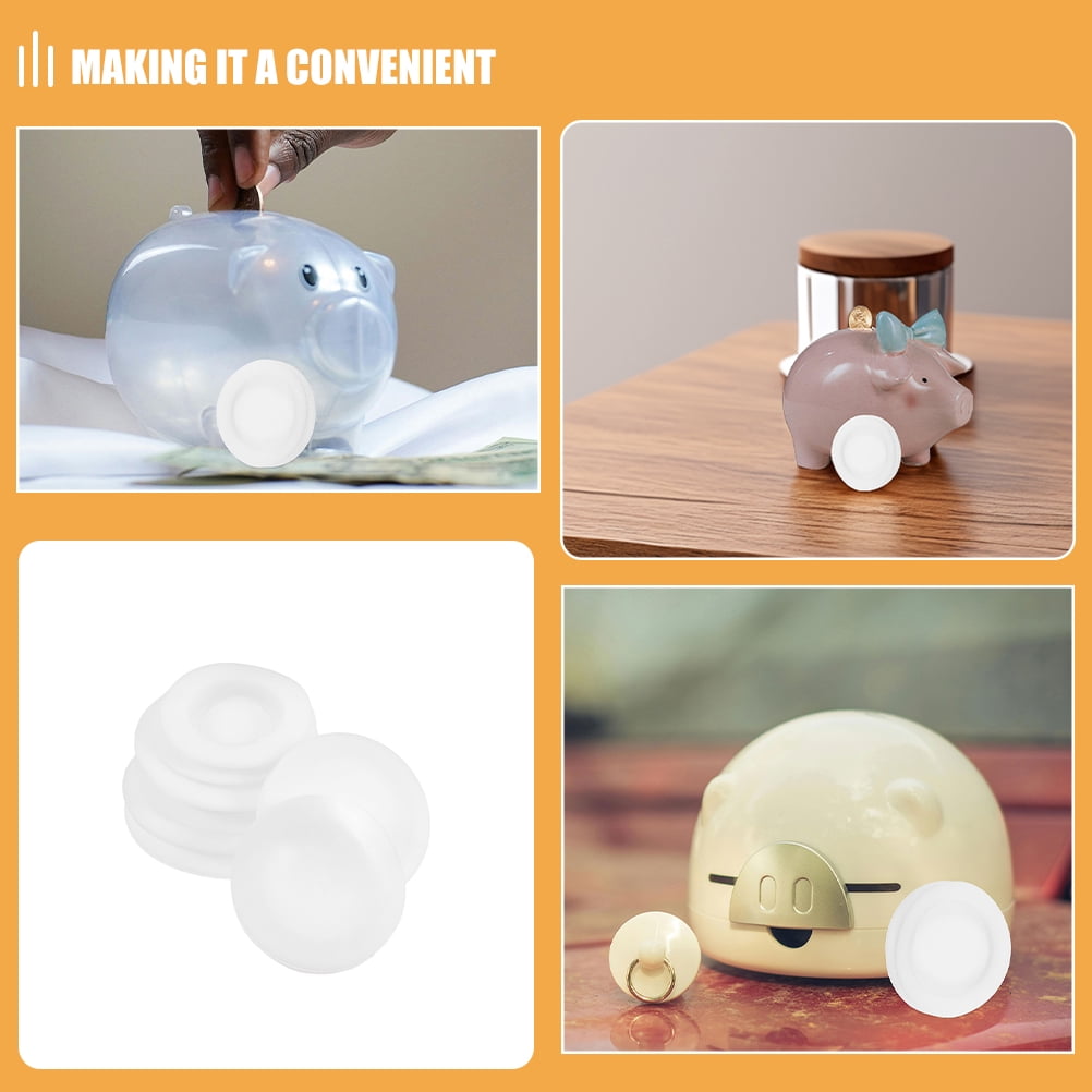 SWETRACE 10pcs White Piggy Bank Stopper Rubber Money Box Plug Saving Box Cover Replacement For Piggy Bank - Image 3