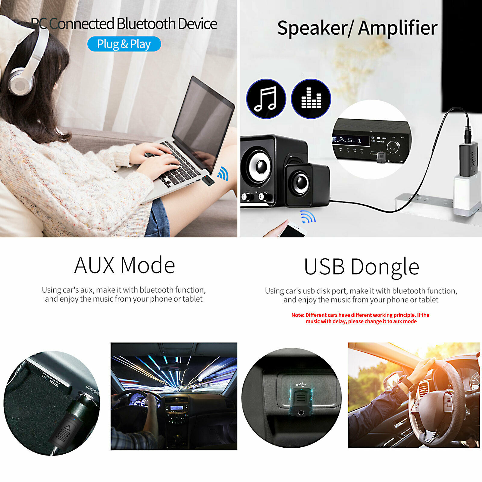 4 IN 1 5.0 Bluetooth Adapter USB Wireless Bluetooth Sender Receiver Music Audio for TV Portable 3.5mm AUX Adaptor - Image 4