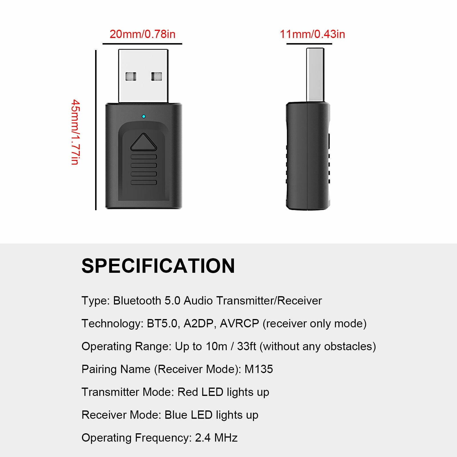 4 IN 1 5.0 Bluetooth Adapter USB Wireless Bluetooth Sender Receiver Music Audio for TV Portable 3.5mm AUX Adaptor - Image 7