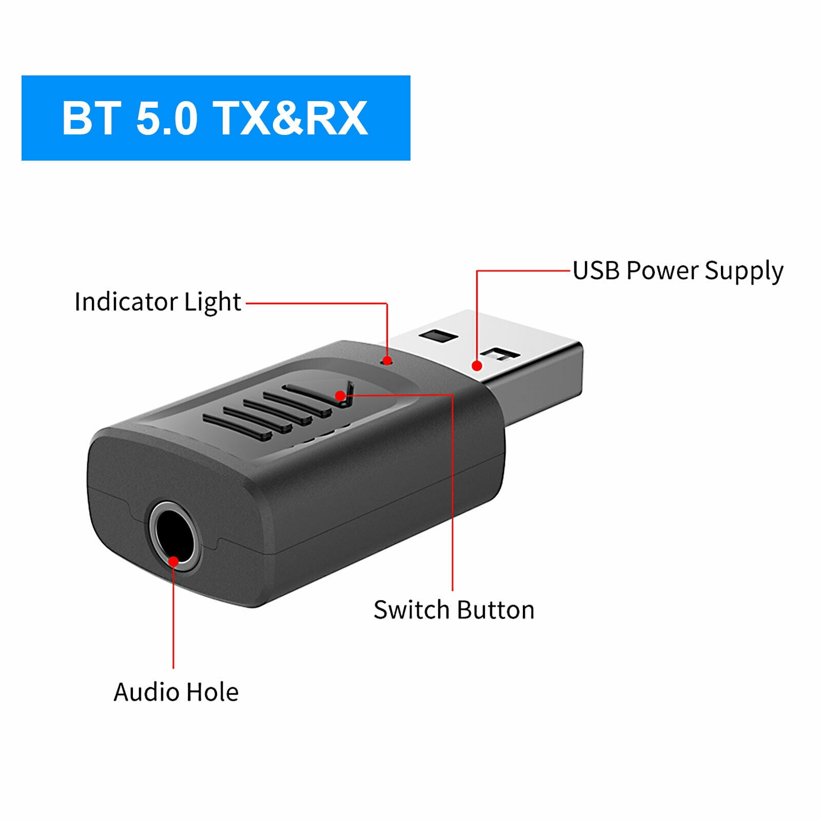 4 IN 1 5.0 Bluetooth Adapter USB Wireless Bluetooth Sender Receiver Music Audio for TV Portable 3.5mm AUX Adaptor - Image 8
