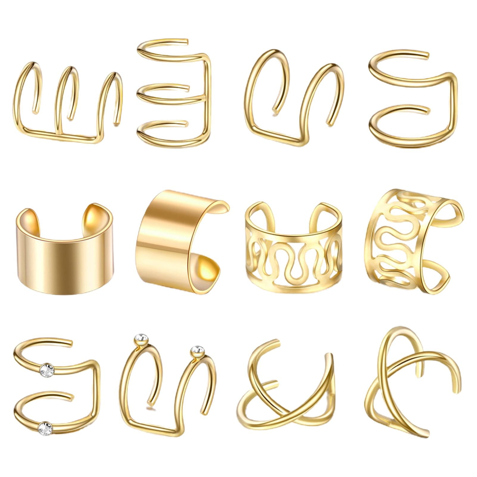 SPRING PARK Men Women Ear Cuff Wrap Earrings, 12 Pieces Gold - Image 5