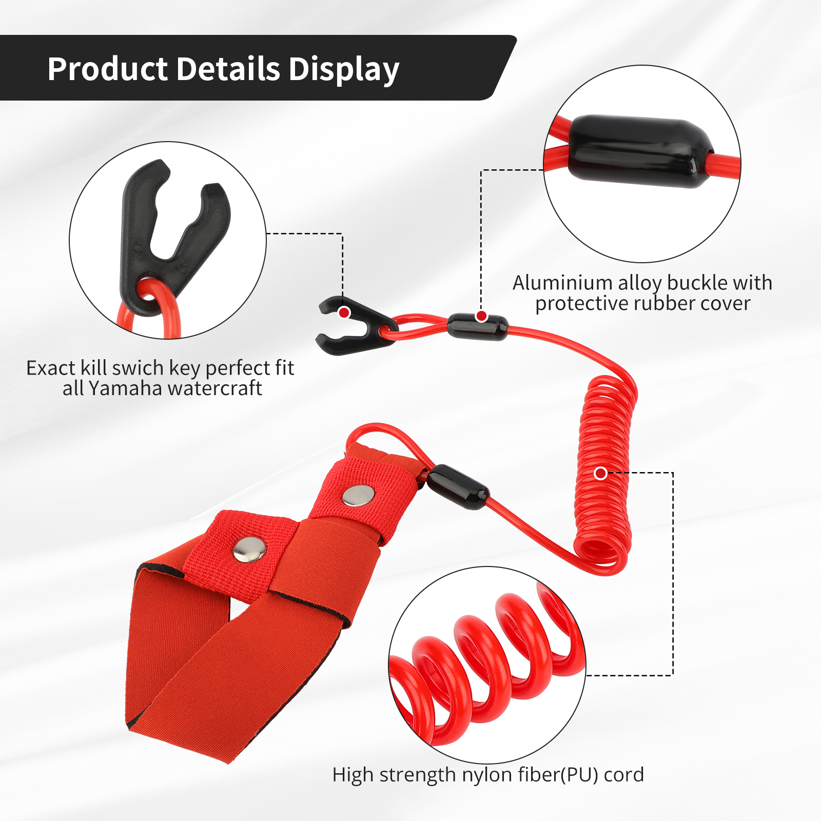 M MATI Stop Kill Safety Lanyard for Yamaha Jet Ski WaveRunner FX140 WaveVenture WaveRaider WaveJammer WaveBlaster - Image 7