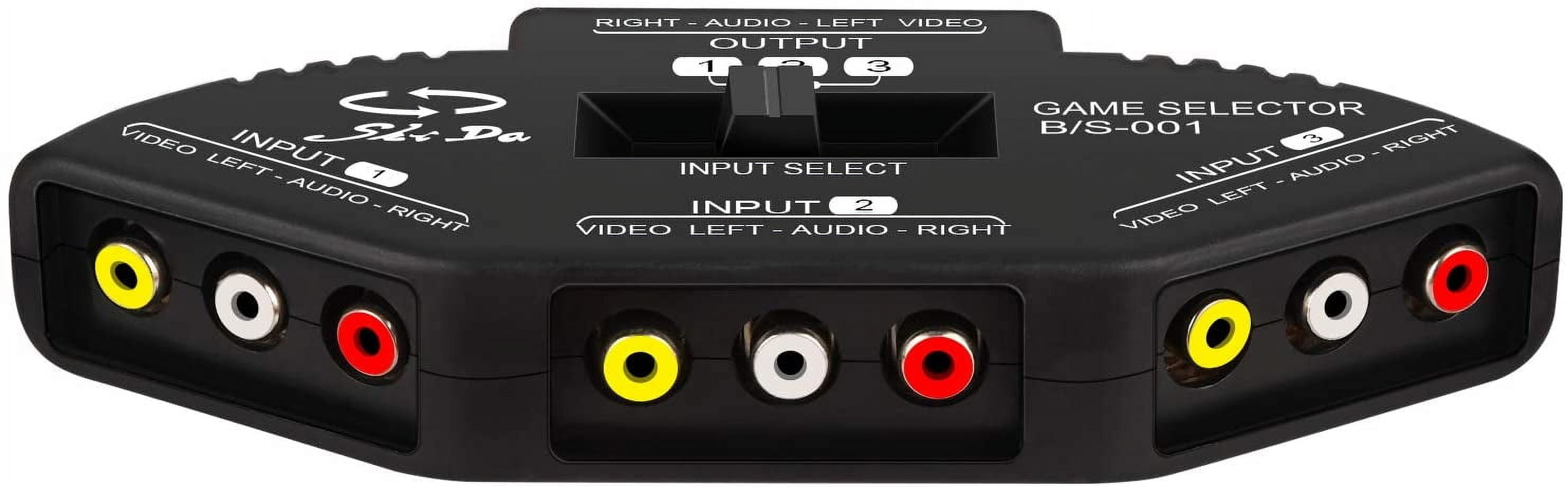 3 Way Port RCA Audio and Video Composite AV Switcher Selector Distribution Switch Box (3 Input 1 Output) for Wii, Xbox, DVD, PS2, Cable Box - Image 2