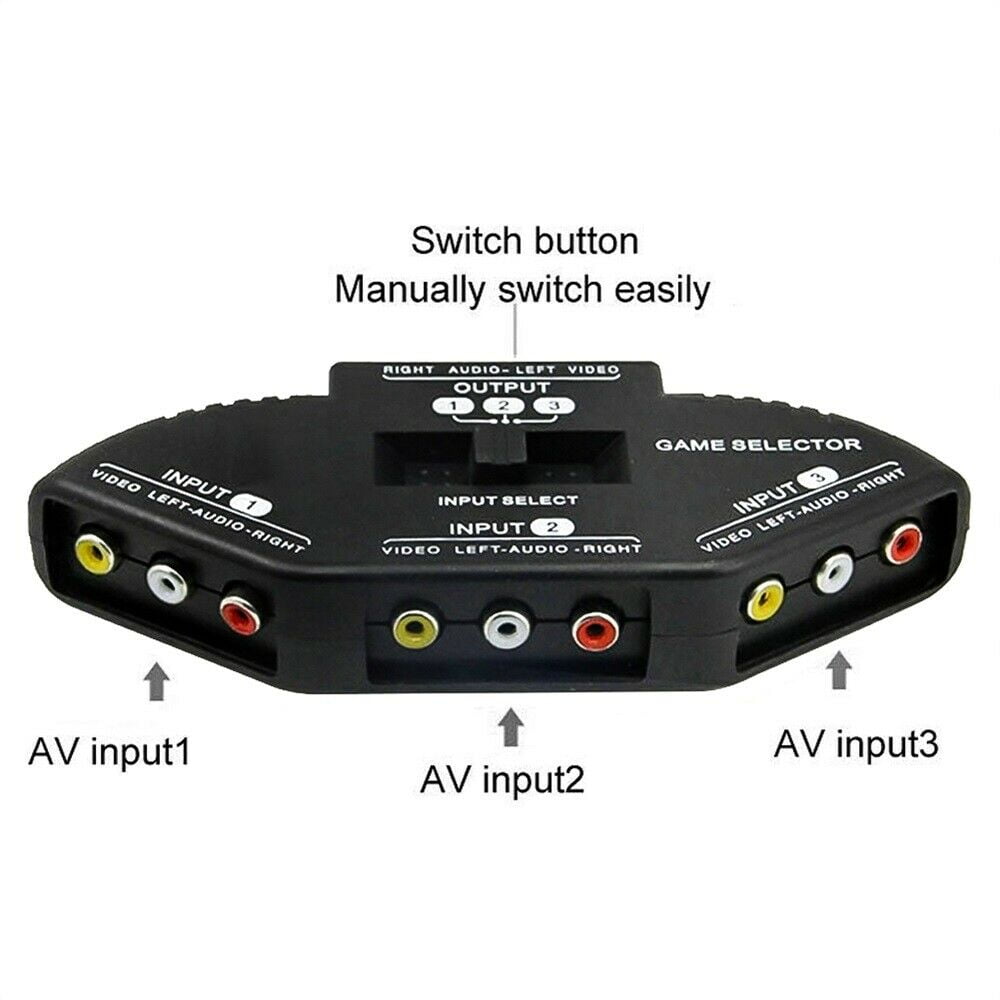3 Way Port RCA Audio and Video Composite AV Switcher Selector Distribution Switch Box (3 Input 1 Output) for Wii, Xbox, DVD, PS2, Cable Box - Image 4