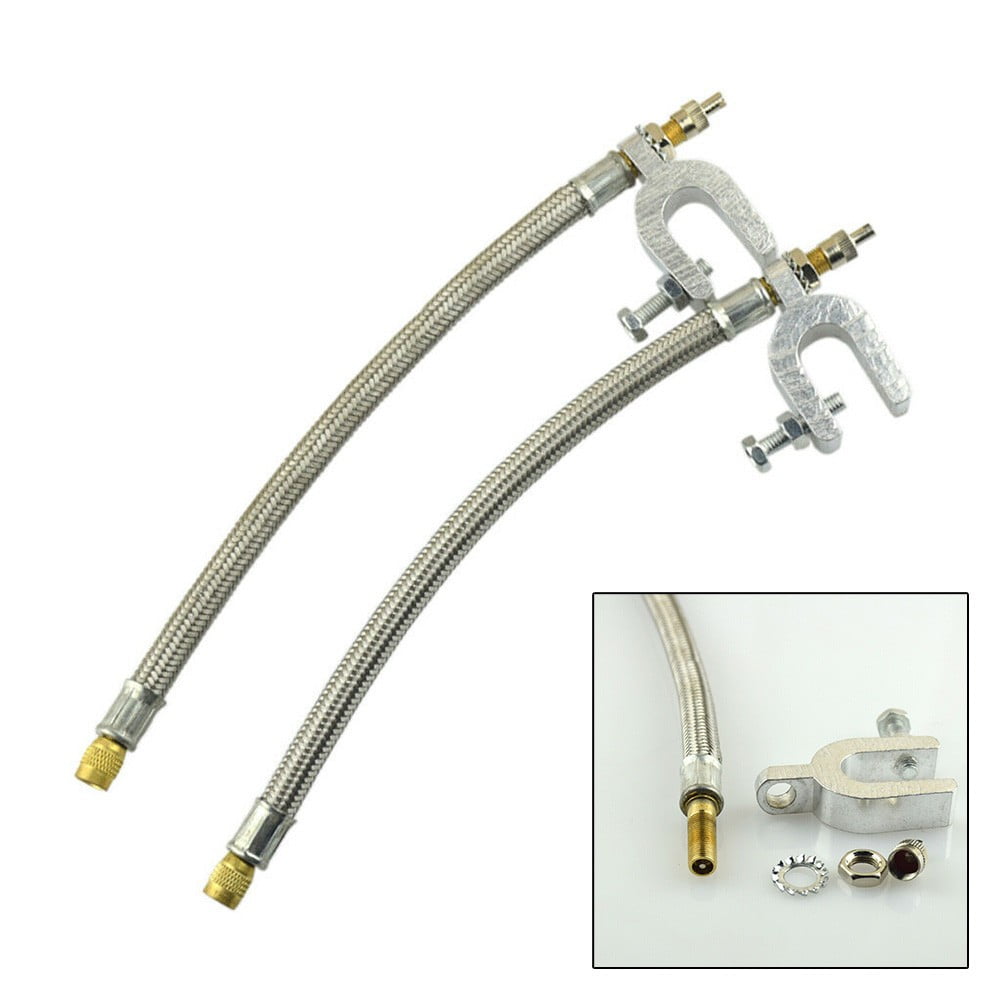 2 Pieces Dual Wheel Valve Stem Extender Extention 9.8' Stainless Steel Flexible - Image 1