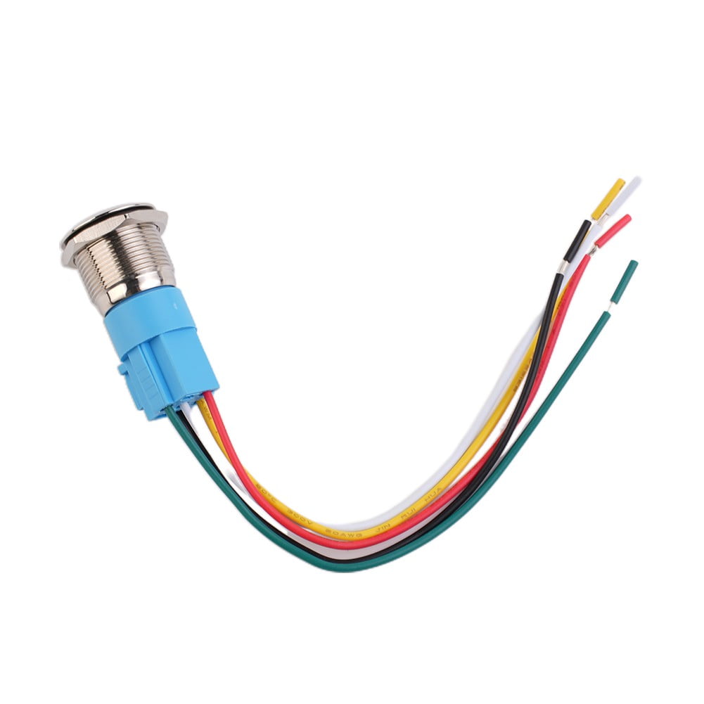 19Mm Latching Push Button Switch 12V Dc On Off Stainless Steel Led Self-Locking Green Blue - Image 1