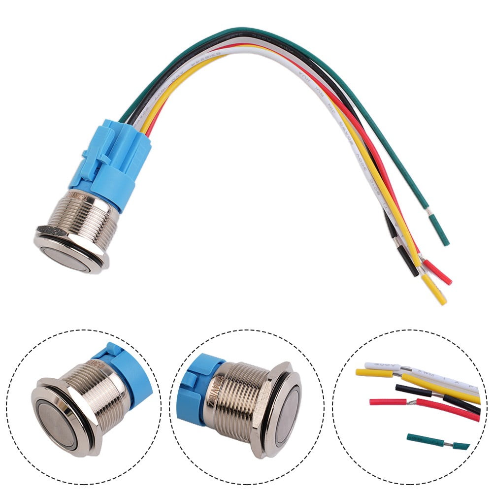 19Mm Latching Push Button Switch 12V Dc On Off Stainless Steel Led Self-Locking Green Blue - Image 5