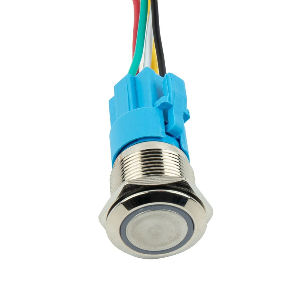 19Mm Latching Push Button Switch 12V Dc On Off Stainless Steel Led Self-Locking Green - Image 1