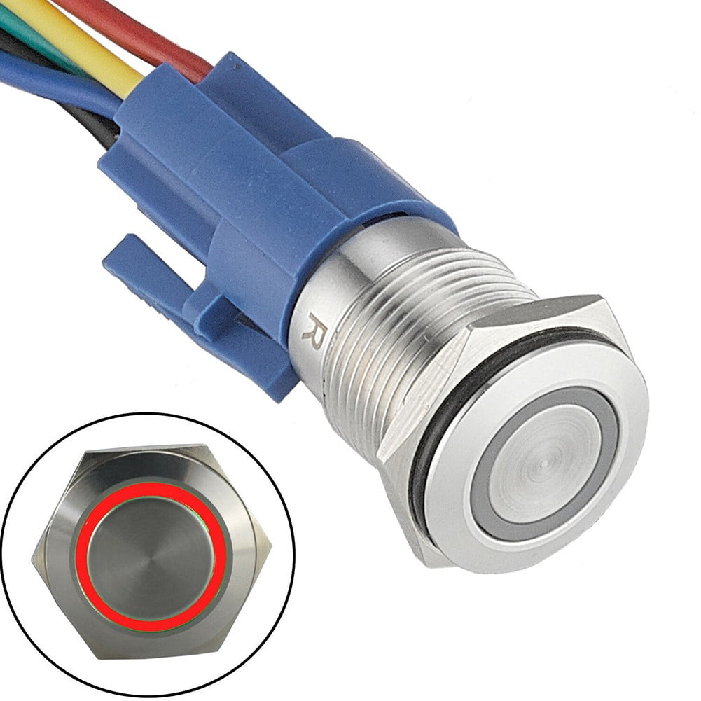 19Mm Latching Push Button Switch 12V Dc On Off Stainless Steel Led Self-Locking Green Red - Image 2