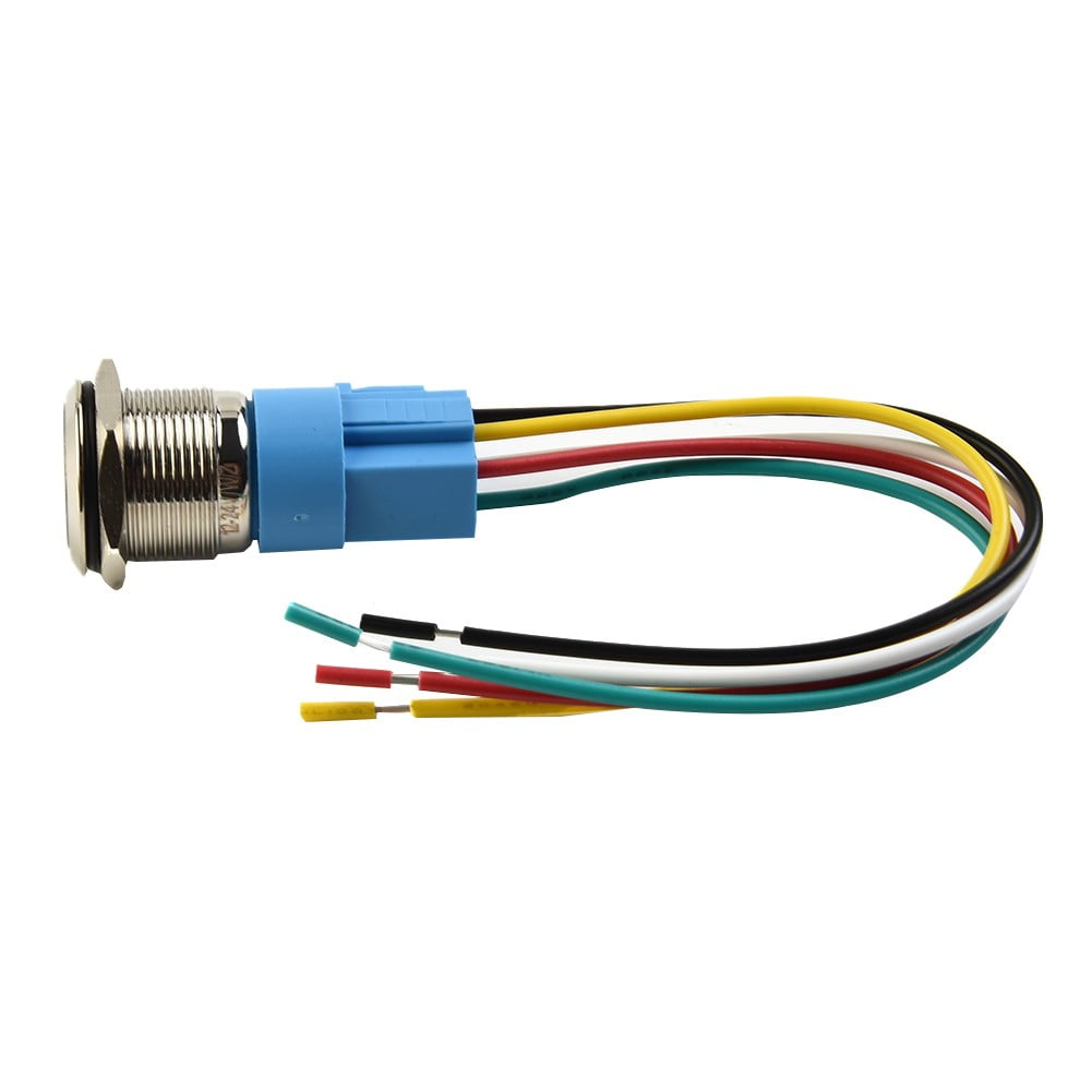 19Mm Latching Push Button Switch 12V Dc On Off Stainless Steel Led Self-Locking Green White - Image 1
