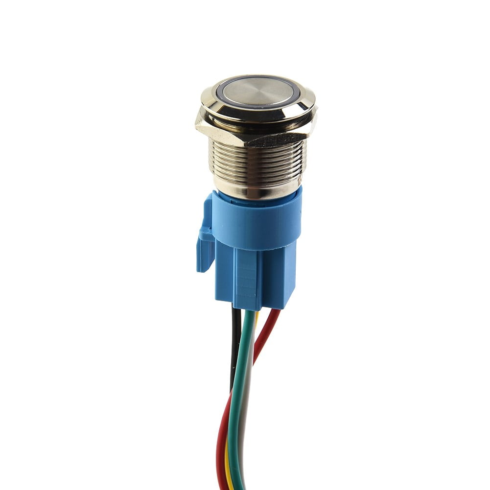 19Mm Latching Push Button Switch 12V Dc On Off Stainless Steel Led Self-Locking Green White - Image 7