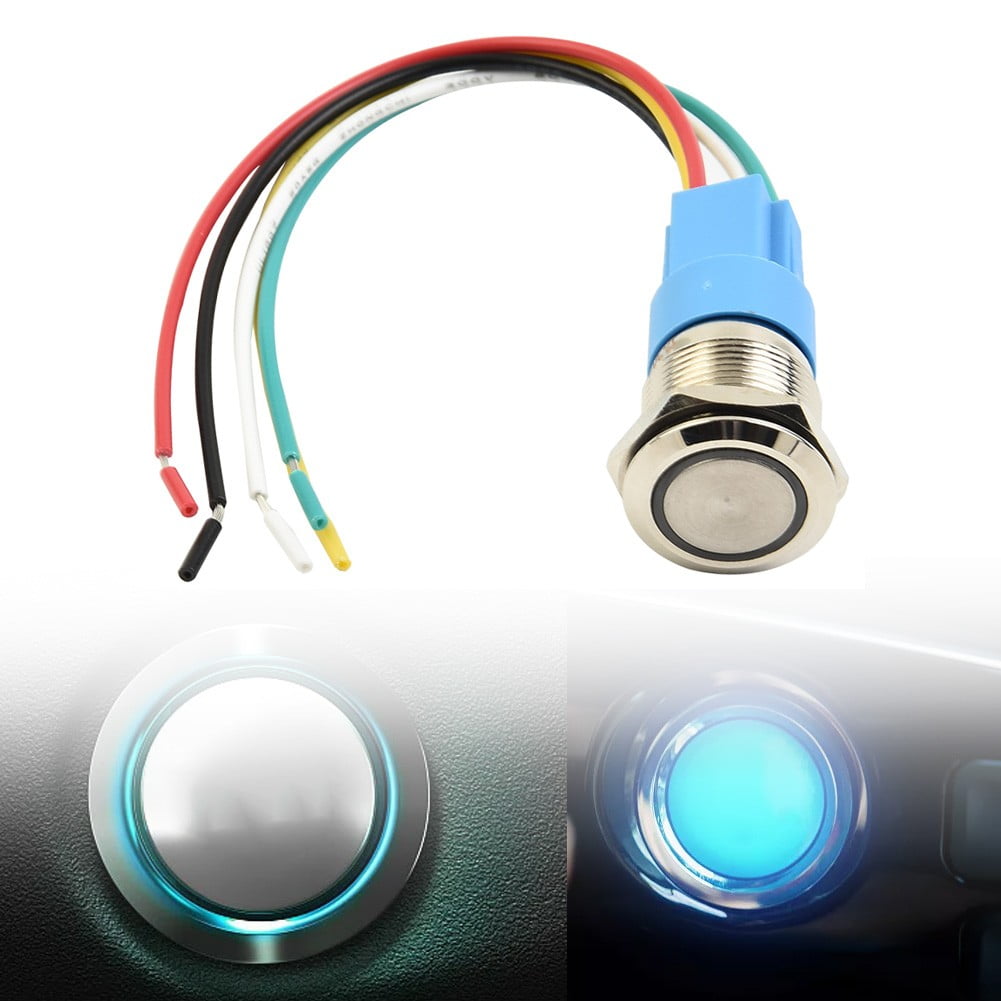 19Mm Latching Push Button Switch 12V Dc On Off Stainless Steel Led Self-Locking Green Yellow - Image 4