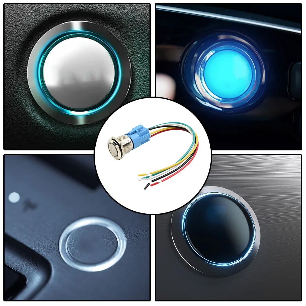 19Mm Latching Push Button Switch 12V Dc On Off Stainless Steel Led Self-Locking Green Yellow - Image 5