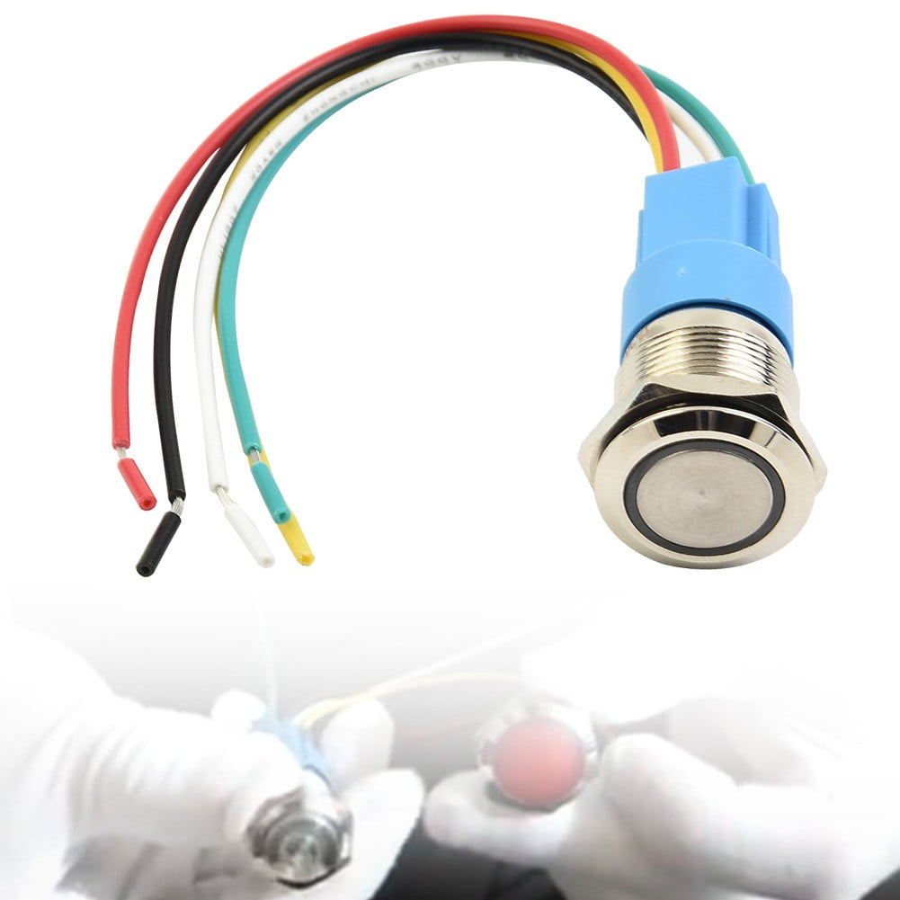 19Mm Latching Push Button Switch 12V Dc On Off Stainless Steel Led Self-Locking Green Yellow - Image 6