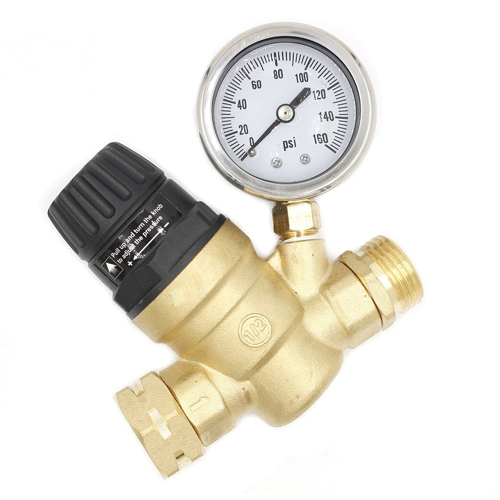 3/4In Water Pressure Regulator with Pressure Gauge For Camper Garden Hose Traile - Image 2