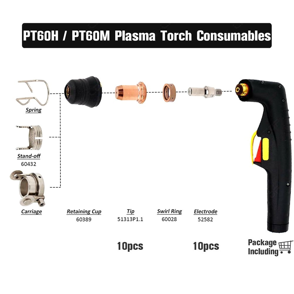 20Pcs Plasma Electrode Mt52582 Tips Nozzles Mt51313P1.1 For Pt60 Cutting Torch - Image 4