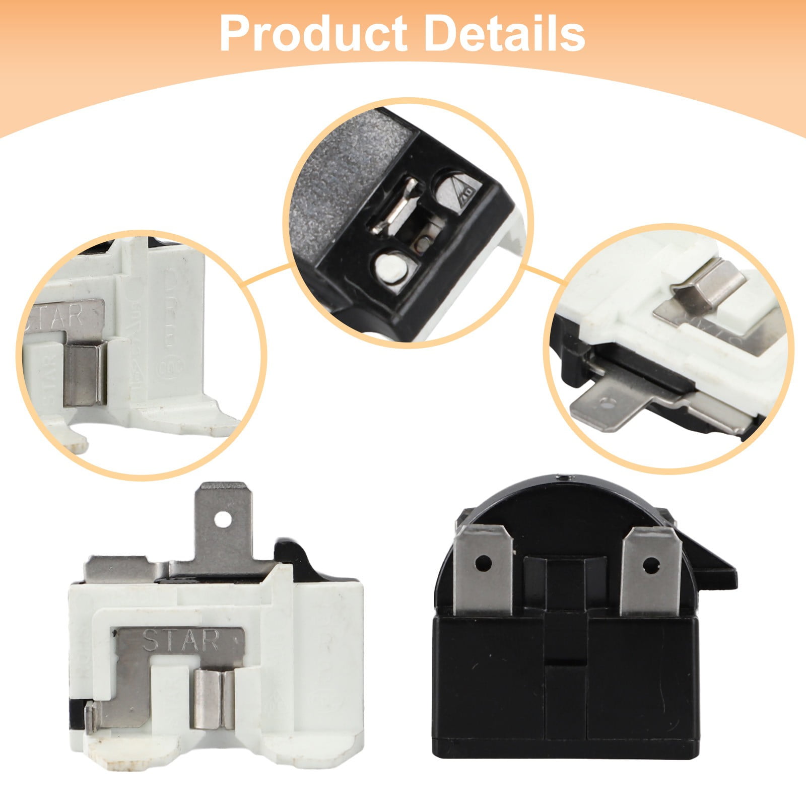 Refrigerator Ptc Starter Relay Replacement 2 Pins Compressor Overload Protector 1Pin-12Ohm+1/2Hp 4Pin-12Ohm+1/6Hp - Image 3