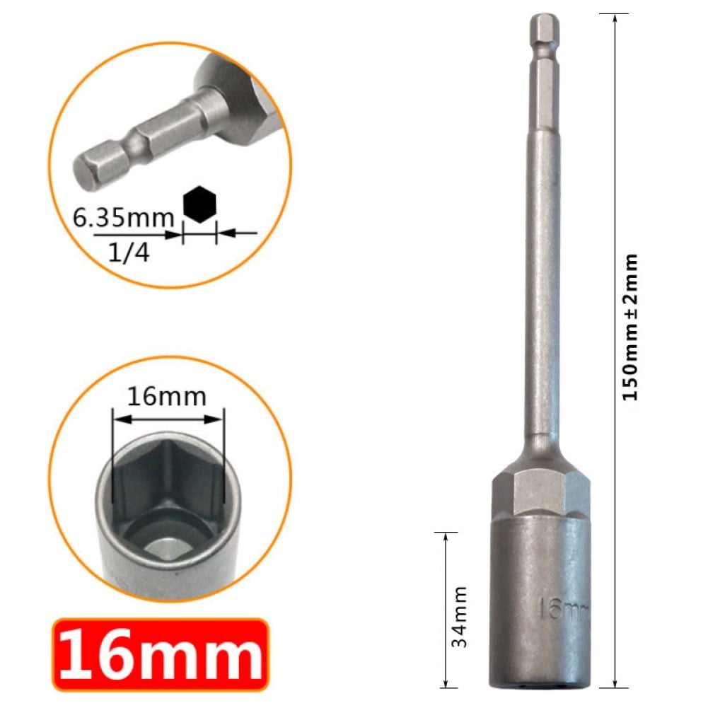 1Pc 150Mm Hexagon Nut Driver Drill Bit Adapter Socket Wrench Extension Sleeve 9Mm Smile Home 16Mm - Image 1