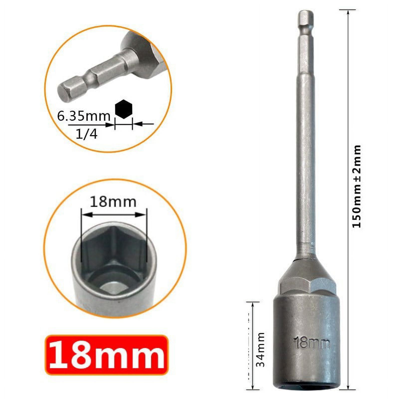 1Pc 150Mm Hexagon Nut Driver Drill Bit Adapter Socket Wrench Extension Sleeve 9Mm Smile Home 18Mm - Image 1