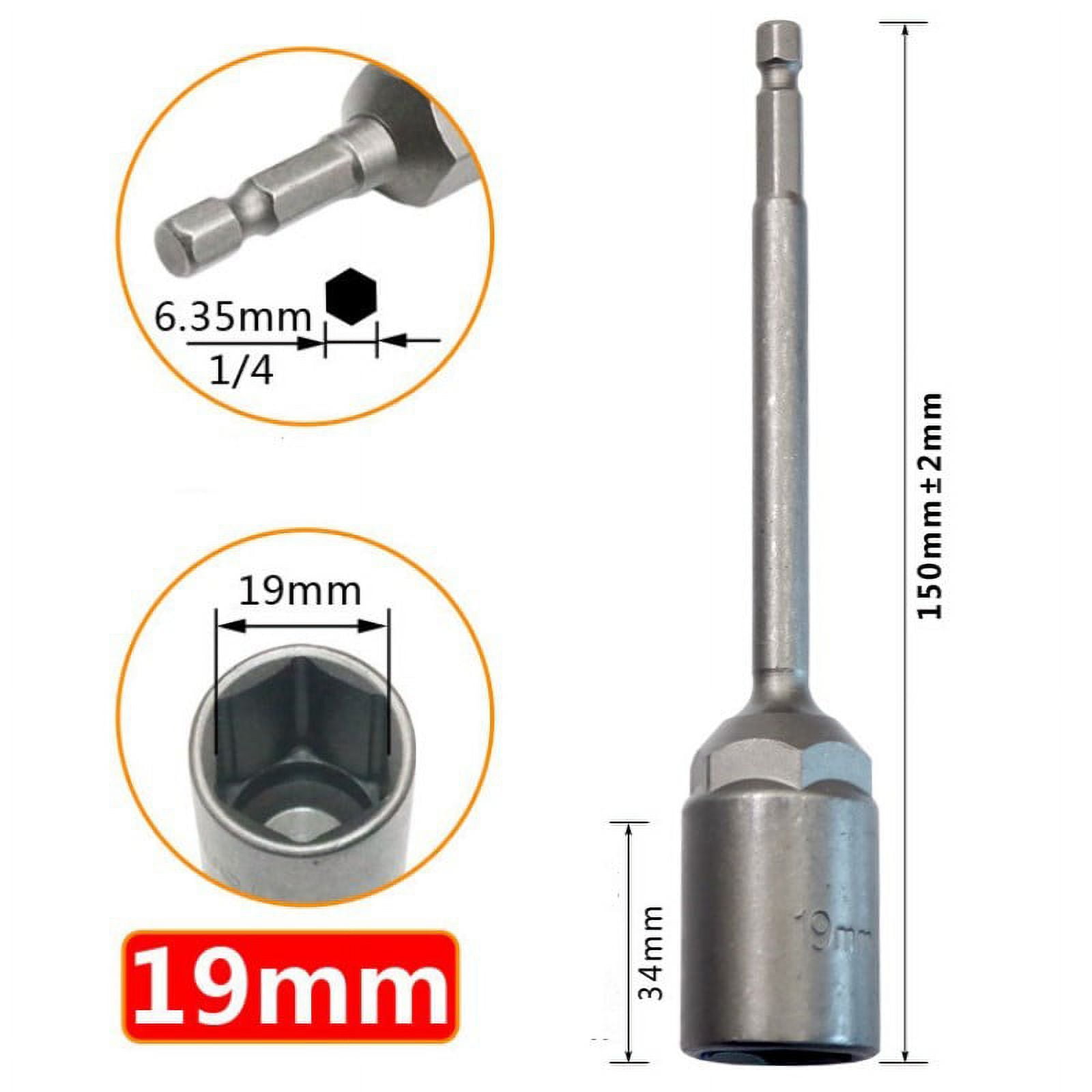 1Pc 150Mm Hexagon Nut Driver Drill Bit Adapter Socket Wrench Extension Sleeve 9Mm Smile Home 19Mm - Image 1
