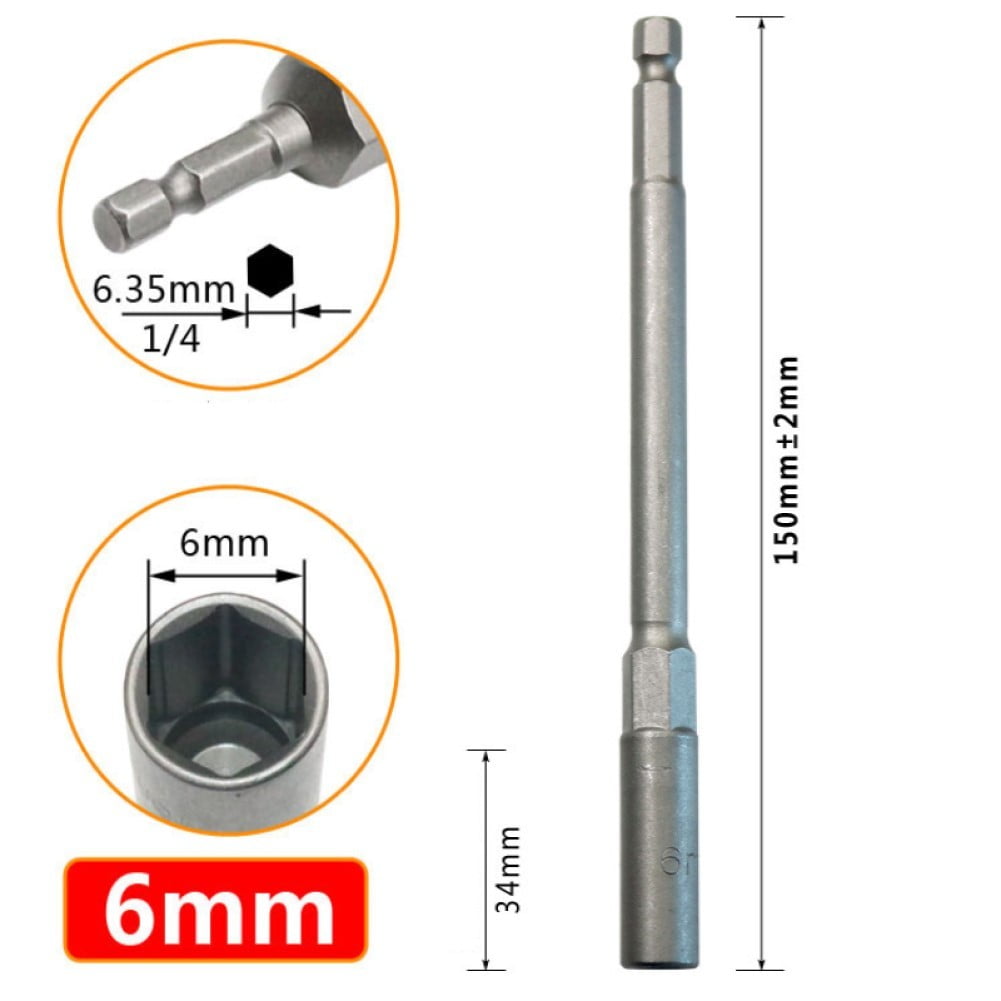 1Pc 150Mm Hexagon Nut Driver Drill Bit Adapter Socket Wrench Extension Sleeve 9Mm Smile Home 6Mm - Image 2