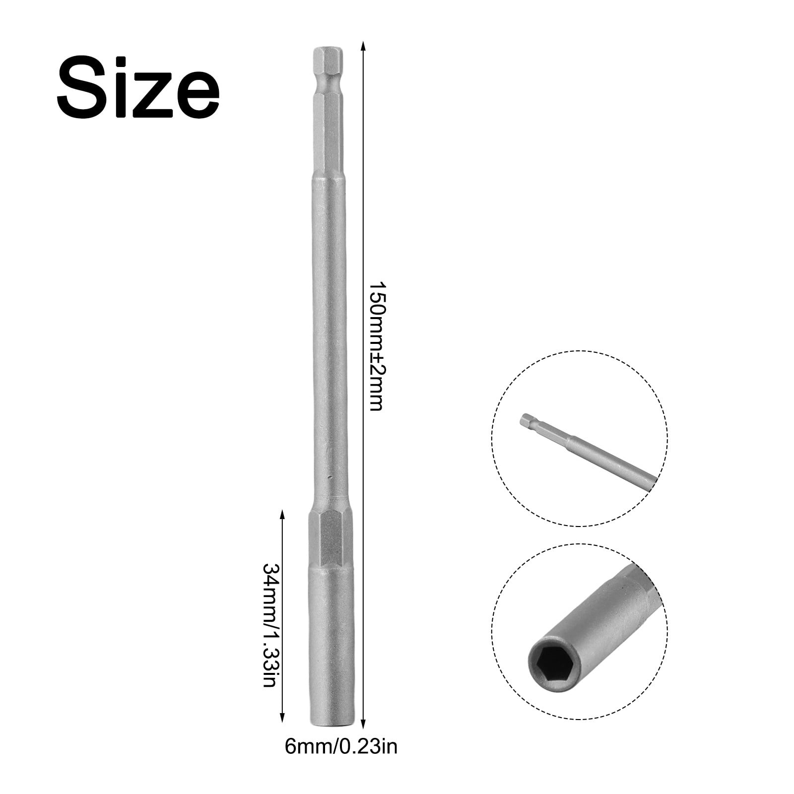 1Pc 150Mm Hexagon Nut Driver Drill Bit Adapter Socket Wrench Extension Sleeve 9Mm Smile Home 6Mm - Image 3