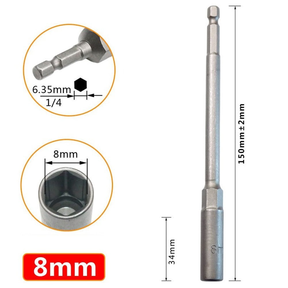 1Pc 150Mm Hexagon Nut Driver Drill Bit Adapter Socket Wrench Extension Sleeve 9Mm Smile Home 8Mm - Image 1