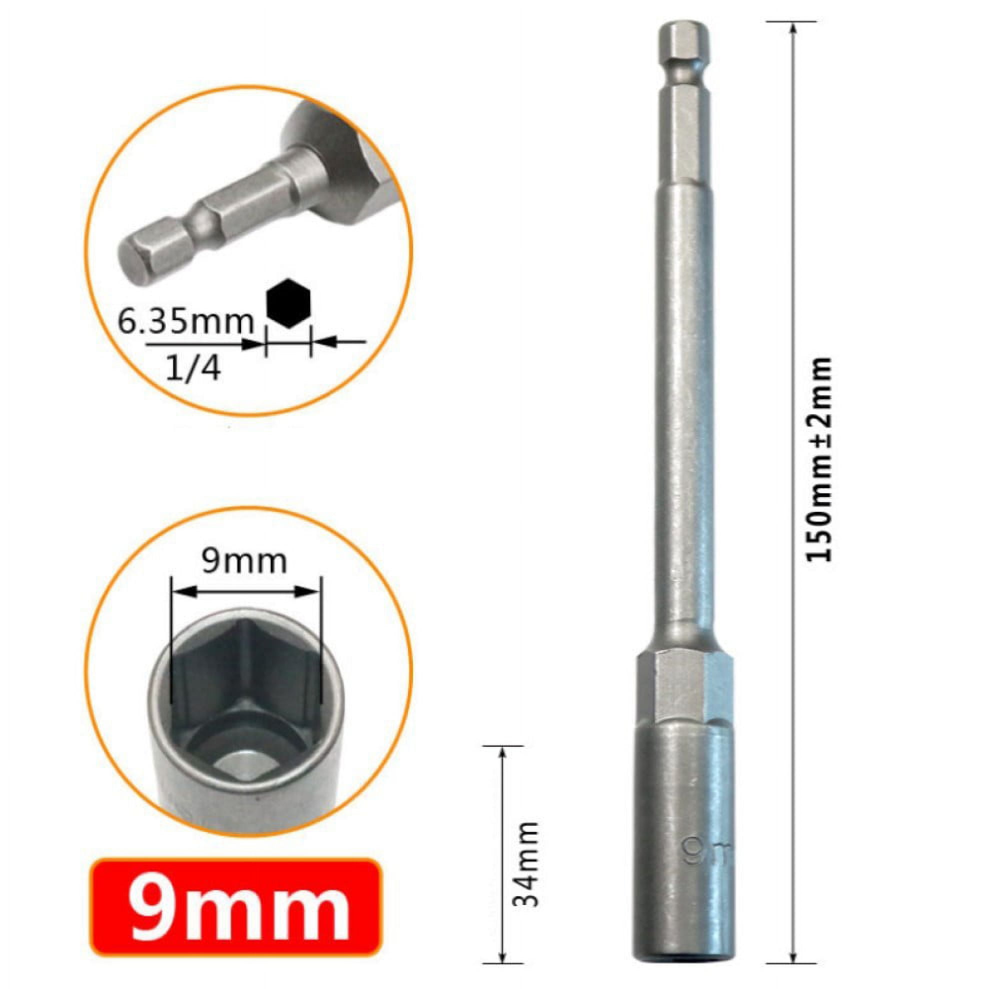 1Pc 150Mm Hexagon Nut Driver Drill Bit Adapter Socket Wrench Extension Sleeve 9Mm Smile Home 9Mm - Image 1