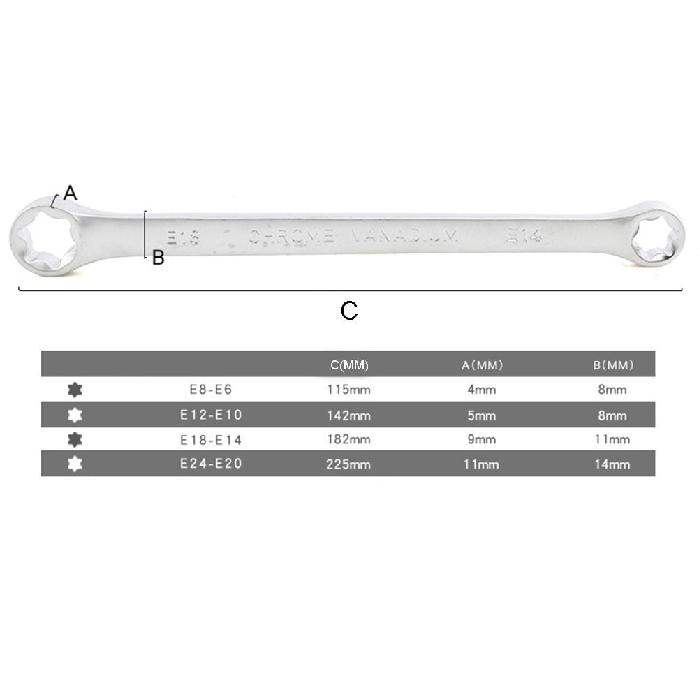 4Pcs Star Double Torx Wrench Spanner E6- E24 E-Type Double-Ended Hexagon - Image 5