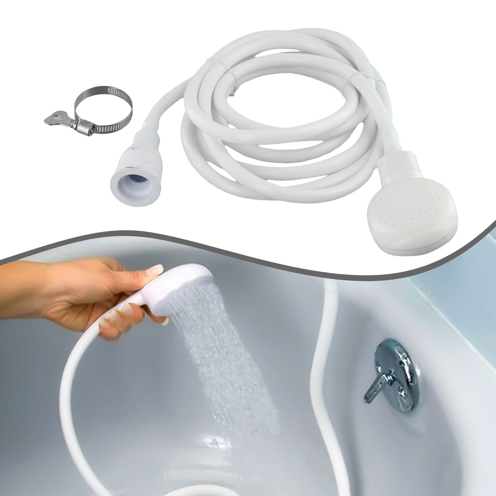 Push On Shower Hose & Head for Single Tap Spray Mixer Tap Bath Tap Kitchen 2M - Image 8