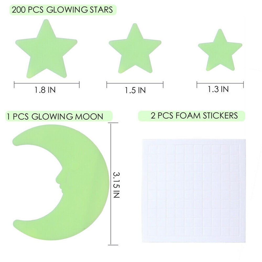 200 Pcs 3D Stars Glow In the Dark Luminous Fluorescent Wall Stickers Room Decors - Image 8