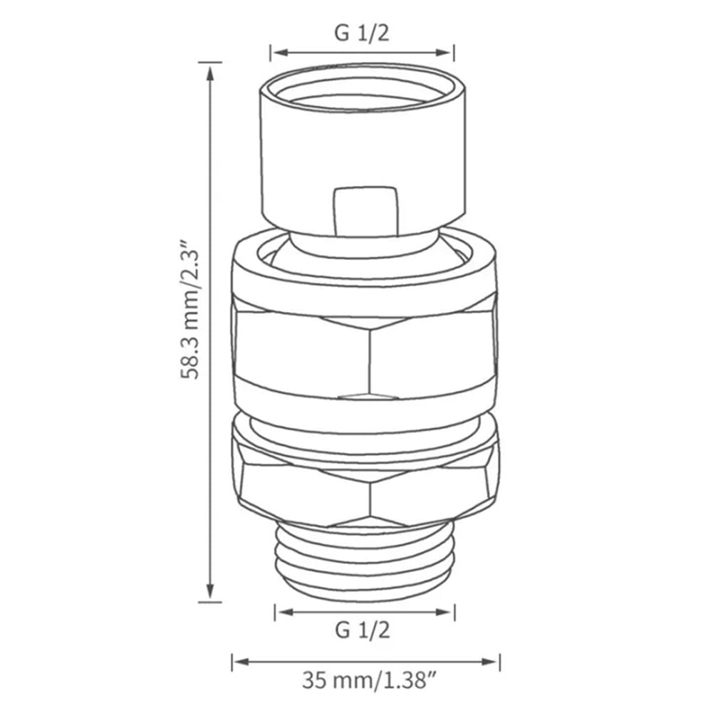 Shower Head Swivel Ball Adapter Connector Ball Joint Brass Shower Extension - Image 4