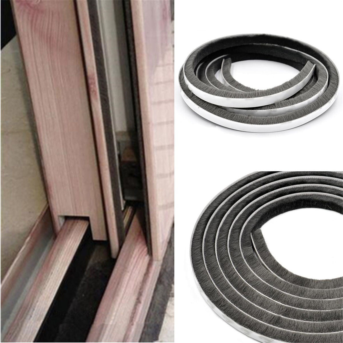 Decor Bottom Bristle Pile Seal Film Door Draught Excluder Brush Weather Strip 10M 5/9/15/23Mm Diy Home High Quality White 9×5Mm 9×9Mm Brown - Image 4