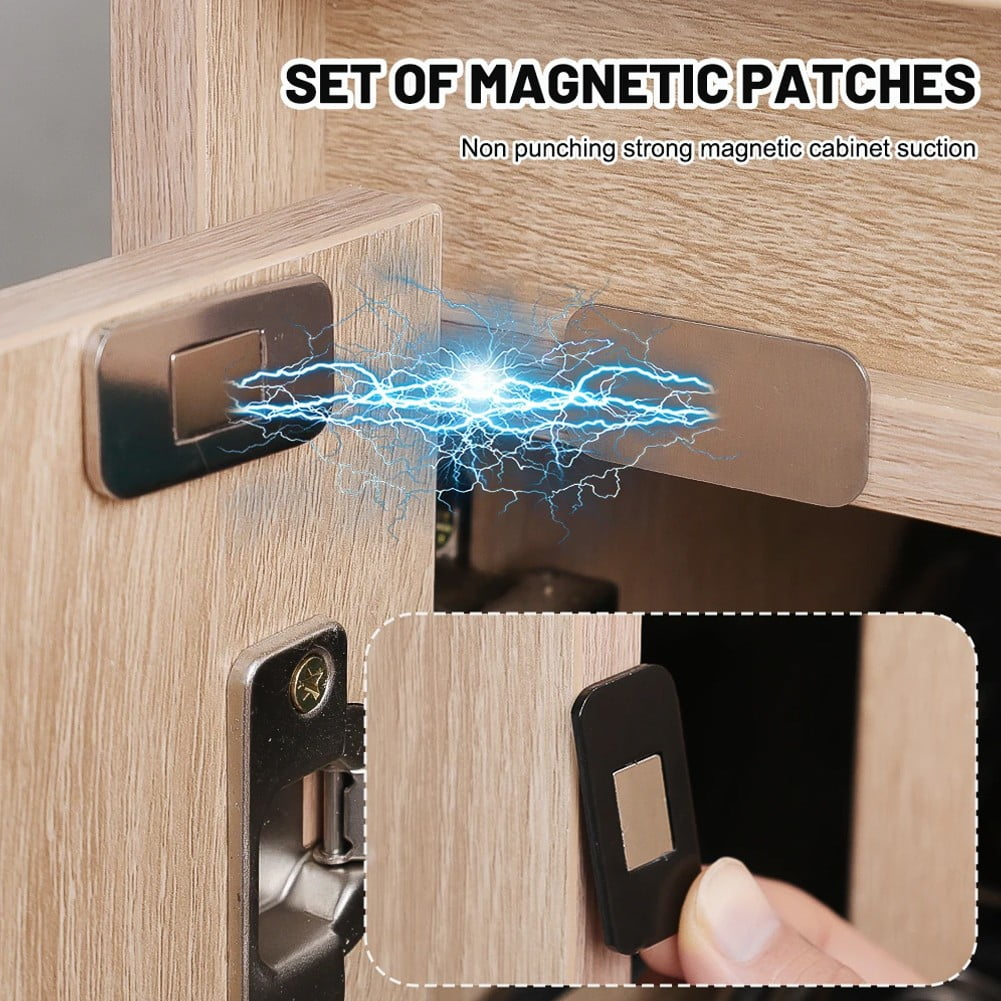 Drawer Catches Easy Installation Powerful Magnetic Closure Secure Hold Silver 5 Set - Image 3