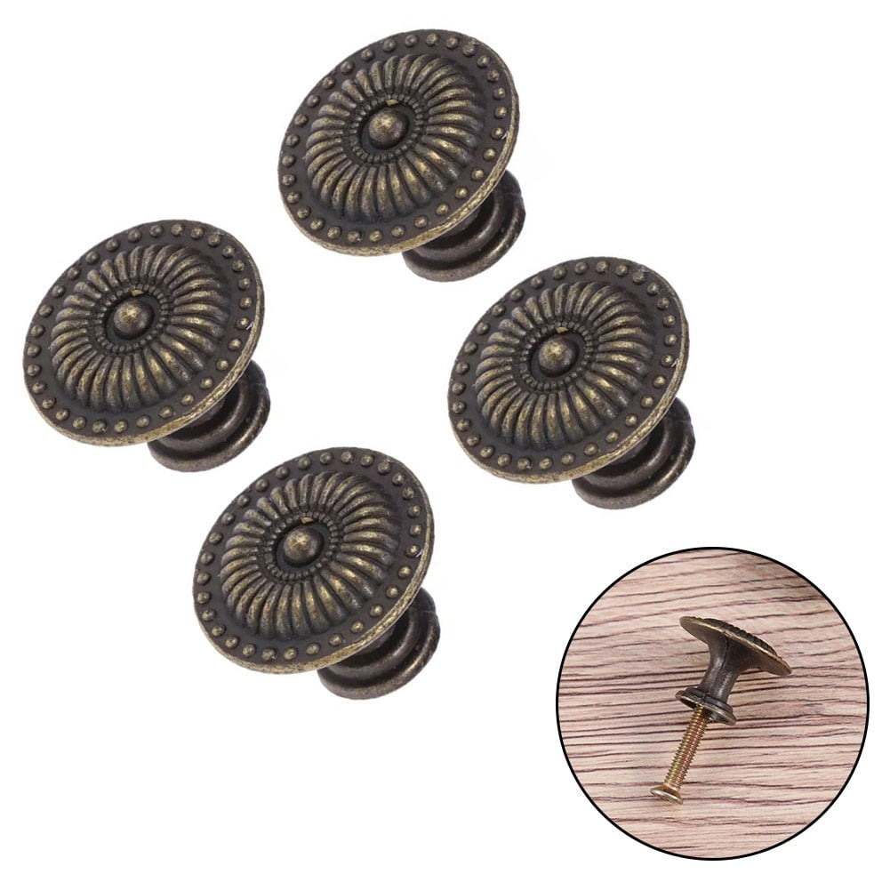 Antique Style Cabinet Knobs Set Of 4 Vintage Drawer Pulls Black Handles - Image 1