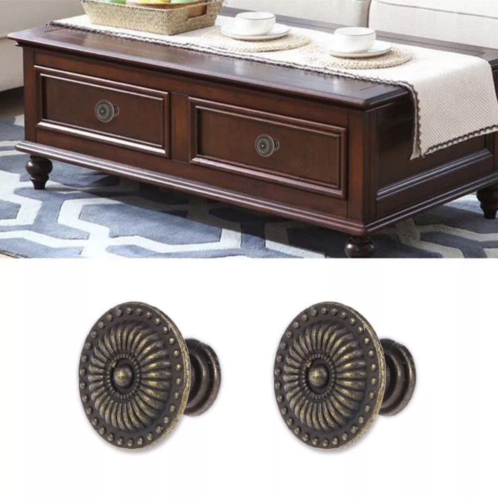Antique Style Cabinet Knobs Set Of 4 Vintage Drawer Pulls Black Handles - Image 2