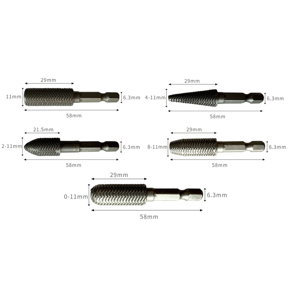 Hex Shank Rotary Steel File Drill Bits Burrs Grinding Grooved Sanding Engraving Tool Set for Metal Wood Plastic Tool Set - Image 1